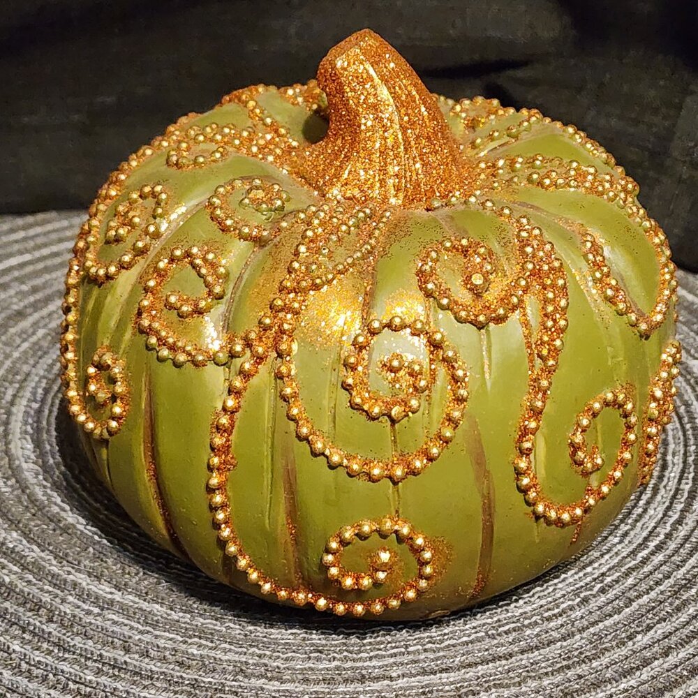 Pumpkin Decor - Green with rose gold.